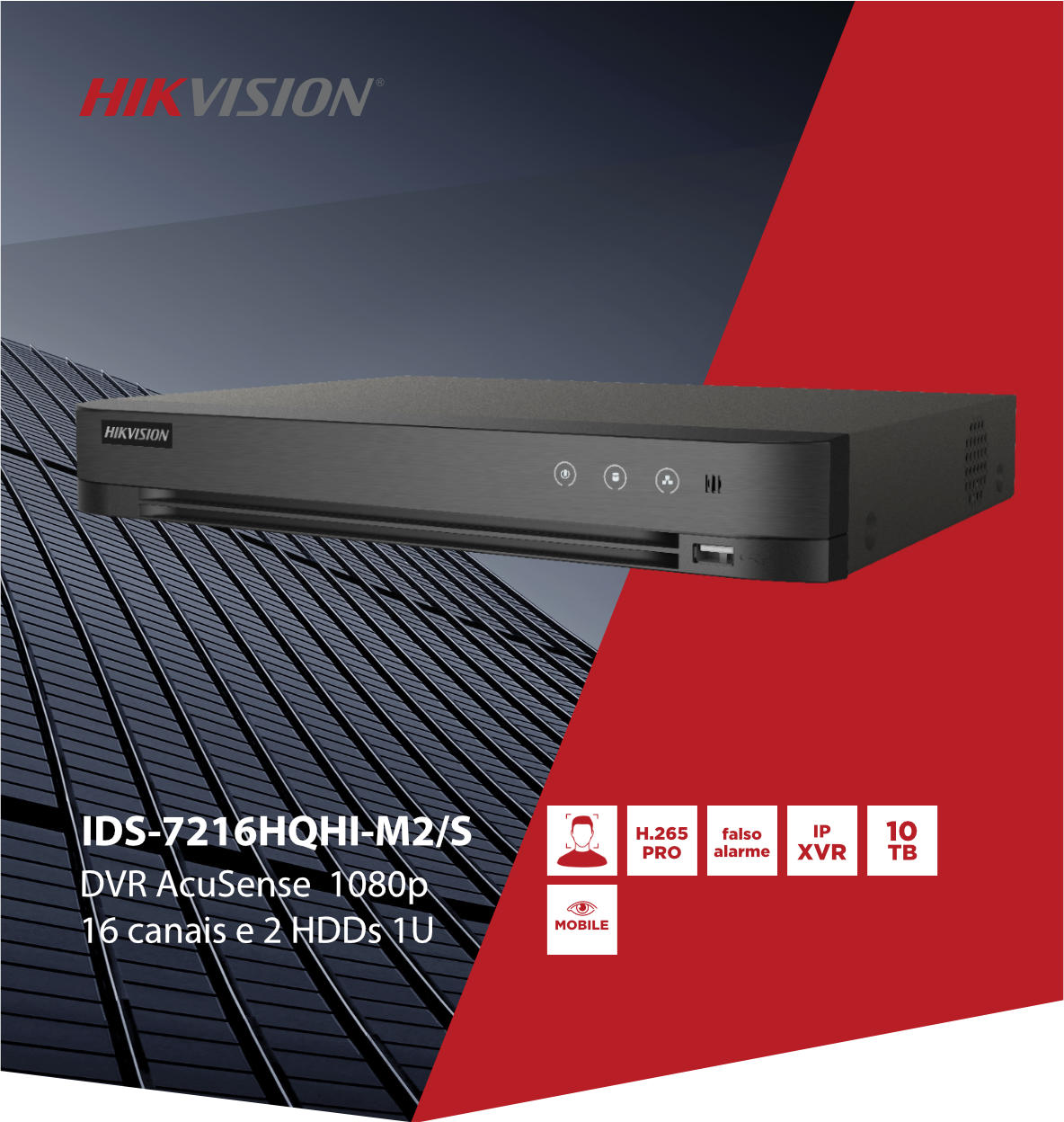 DVR 16 CH IDS-7216HQHI-M2/S 1080p 1U H.265 AcuSense